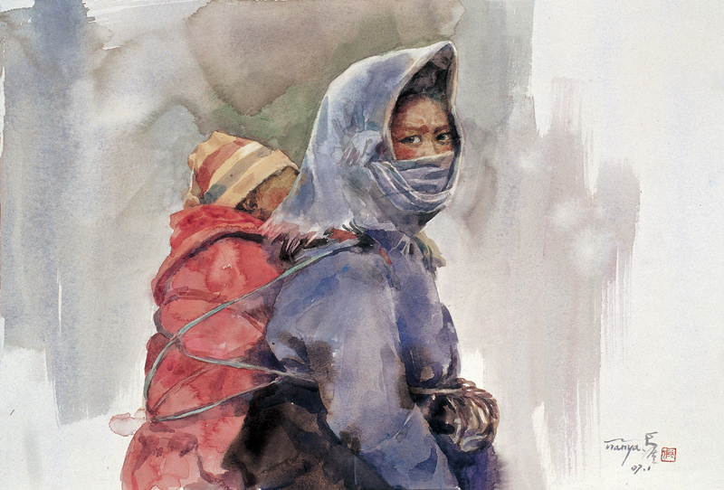 Mother &  Child in Plateau,21"×14".SOLD
