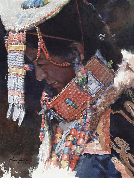 Tibetan Bride,16"X12",SOLD.Signed limit Giclee printings is available